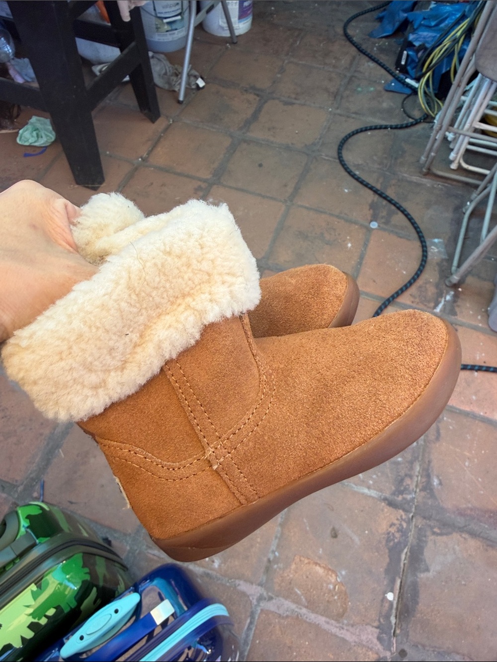 UGG Kids Chestnut Suede Faux-Shearling Boot